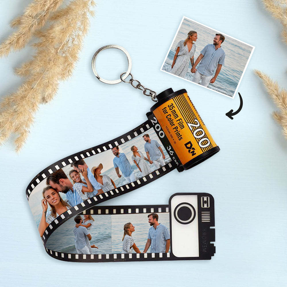 Cute Couple Gifts Idea for Boyfriend Custom Camera Film Reel Keyring Personalised Photo Keychain