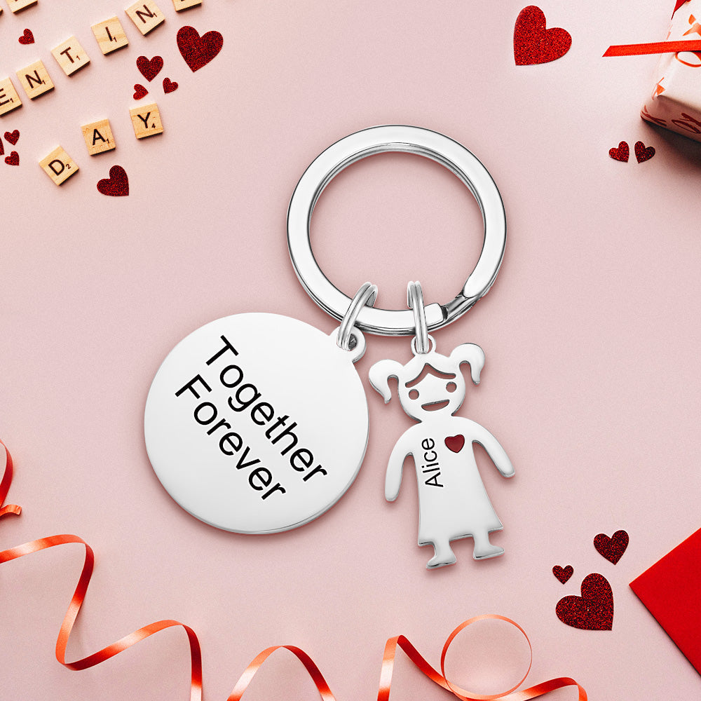 Custom Engraved Round Keychain Boy Girl Keychain Valentine's Day Gift for Lover