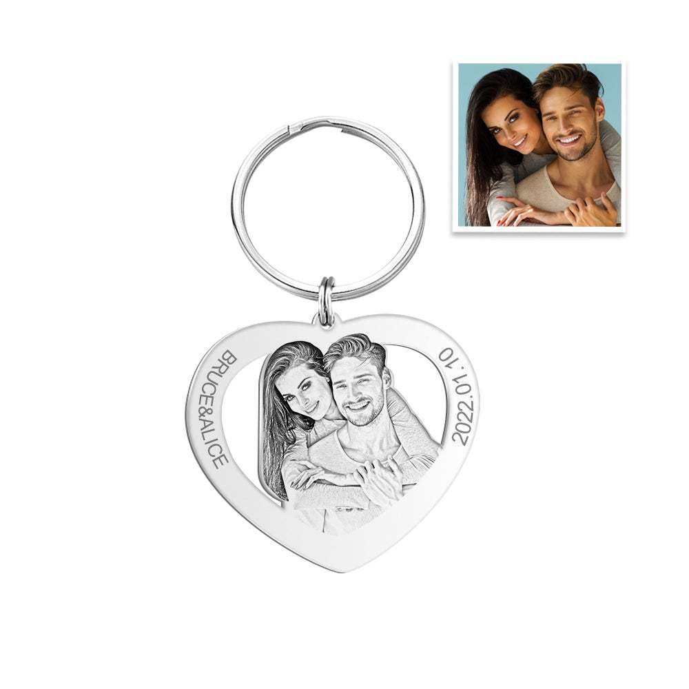 Mother's Day Gift Custom Heart Keychain Personalised Engraving Keychain for Mum