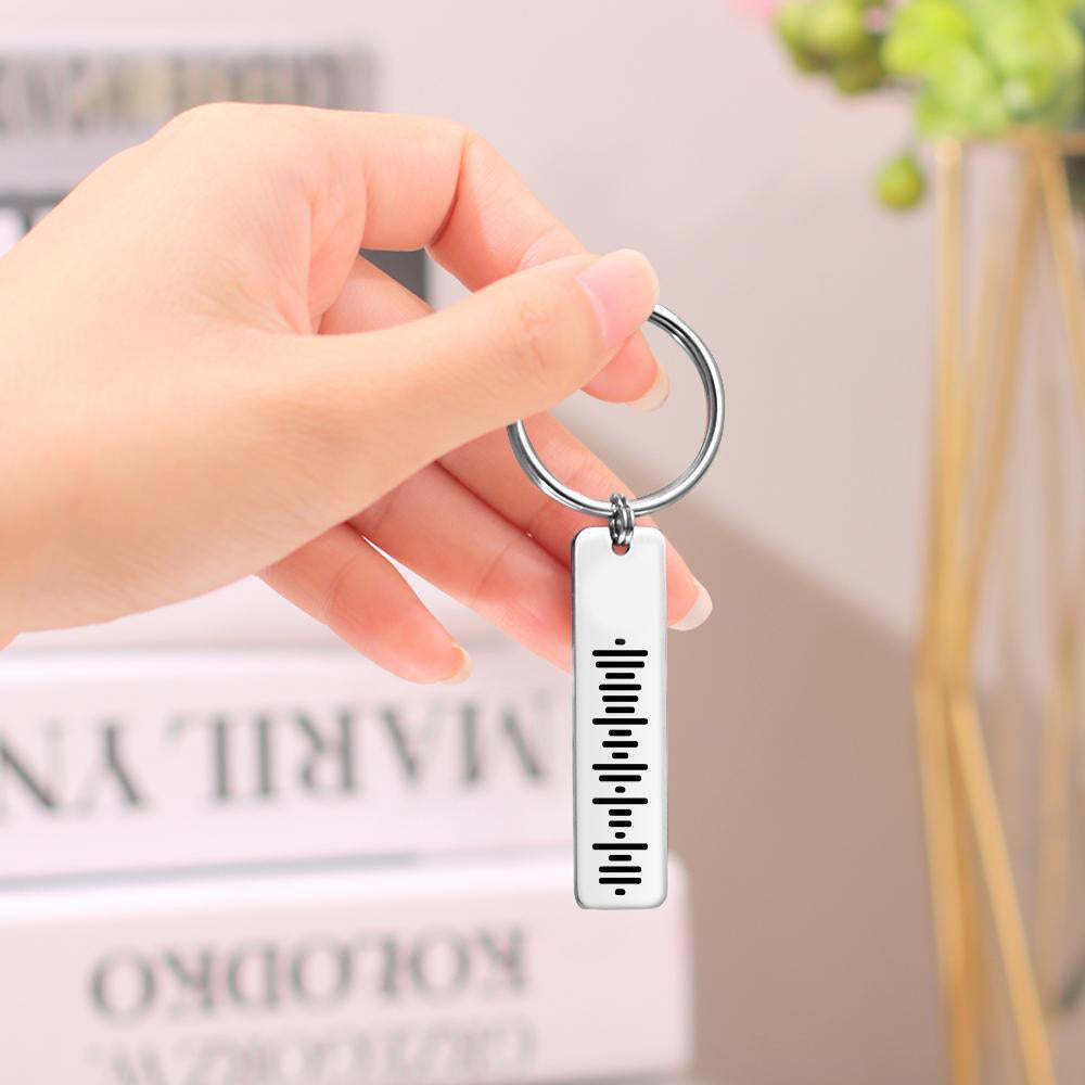 Mother's Day Gifts Music Code Stainless Steel Keyring Custom Engrave Keychain Best Gift for Her