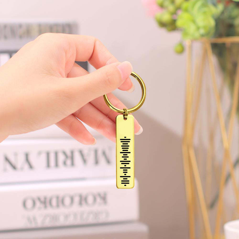 Mother's Day Gifts Music Code Stainless Steel Keyring Custom Engrave Keychain Best Gift for Her