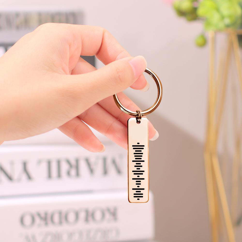 Mother's Day Gifts Music Code Stainless Steel Keyring Custom Engrave Keychain Best Gift for Her