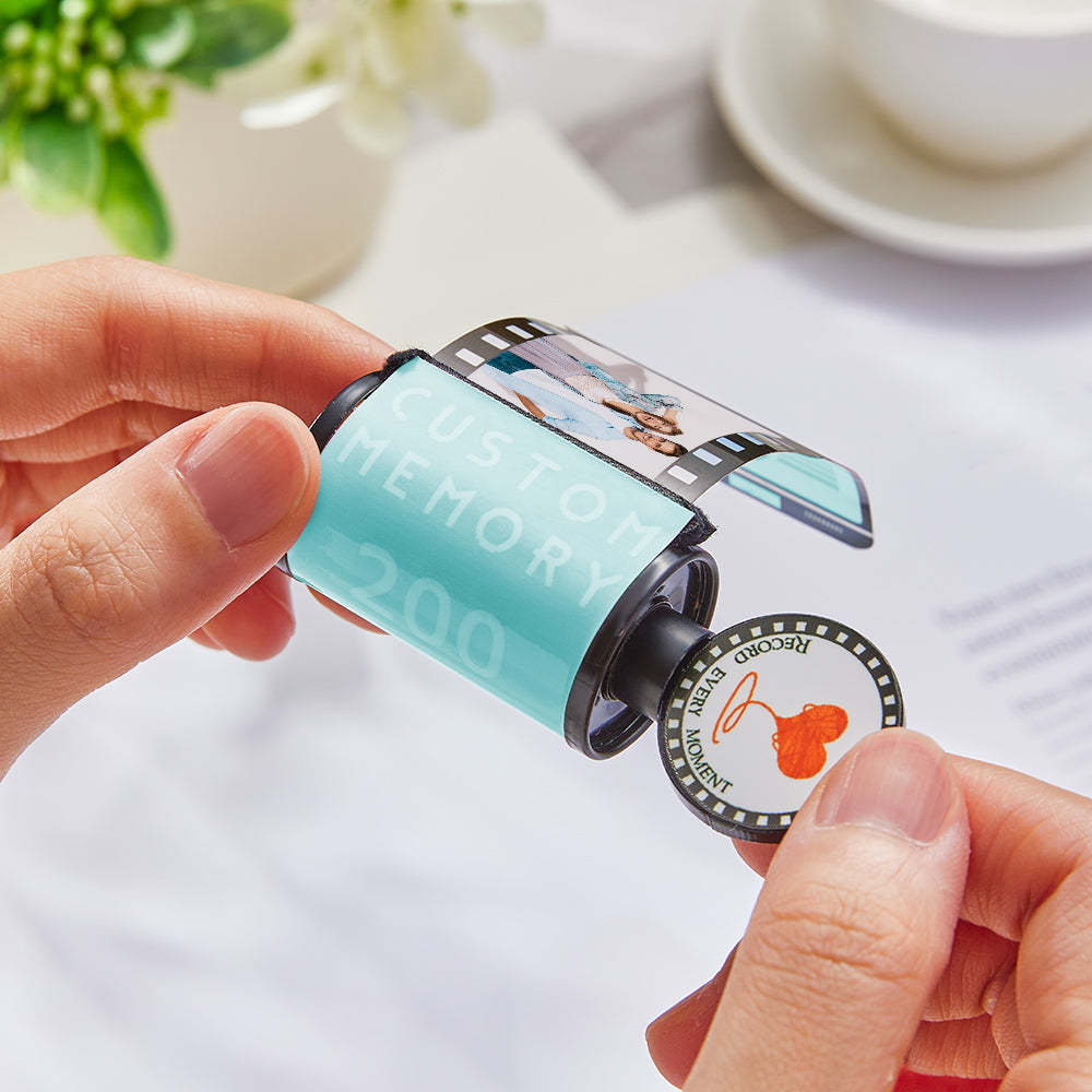 15 Pics Custom Film Roll Keychain Personalized Multiphoto Camera Keychain for Couples - mymoonlampuk