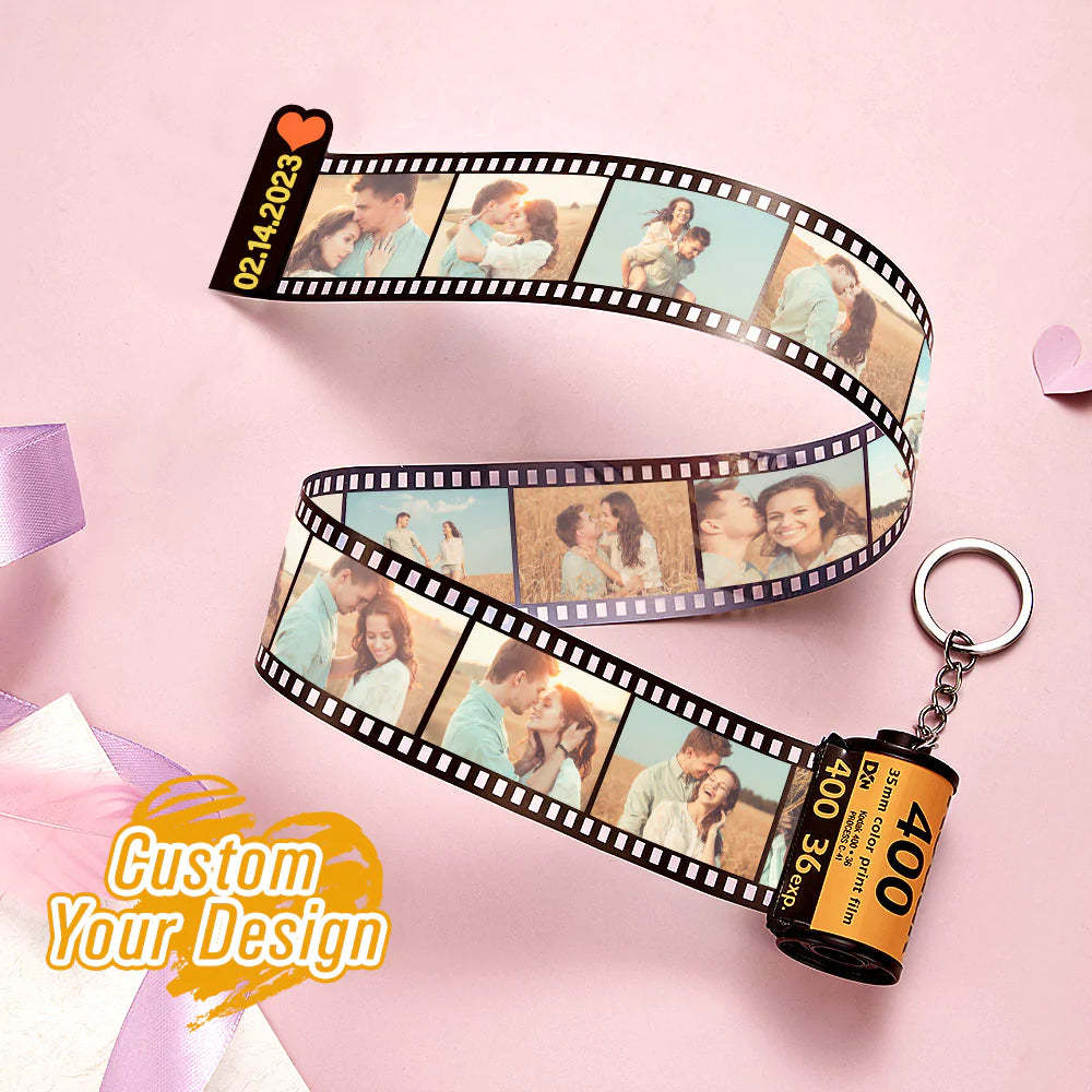 Personalized Photo and Name Film Roll Keychain Custom Camera Keychain Film Gifts for Lover - mymoonlampuk