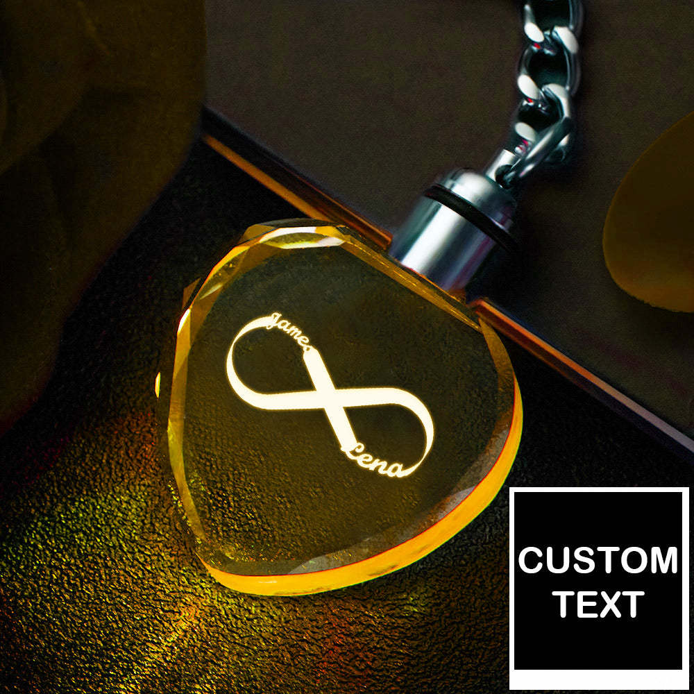 Custom Heart Crystal Keychain Keepsake Personalized Name Sign Light Infinity Love - mymoonlampuk
