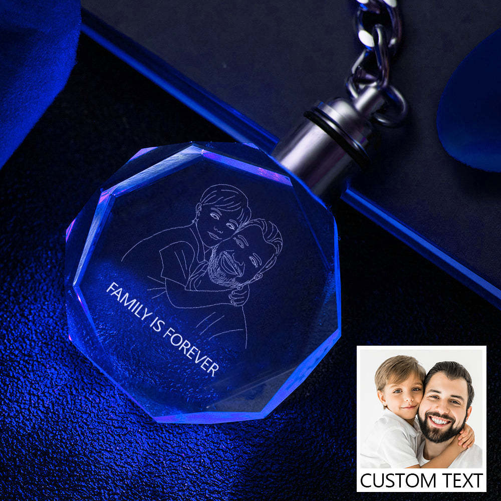 Custom Engraved Portrait Home Decoration Best Gifts Crystal Keychain Family Keepake Crystal Keychain Octagon Shape Photo Keychai - mymoonlampuk