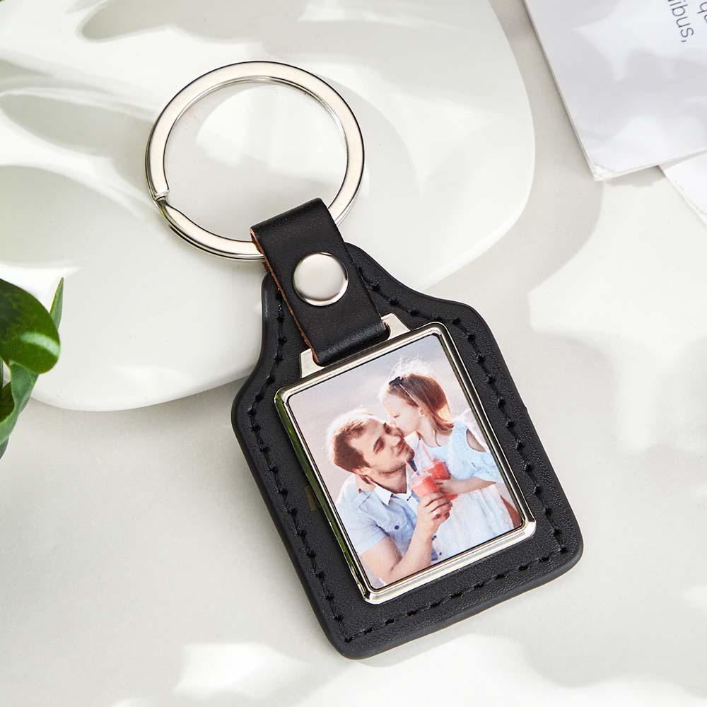 Custom Leather Photo Keychain Drive Safe Keychain Gift for Dad Anniversary Birthday Gift Father's Day Gift - mymoonlampuk