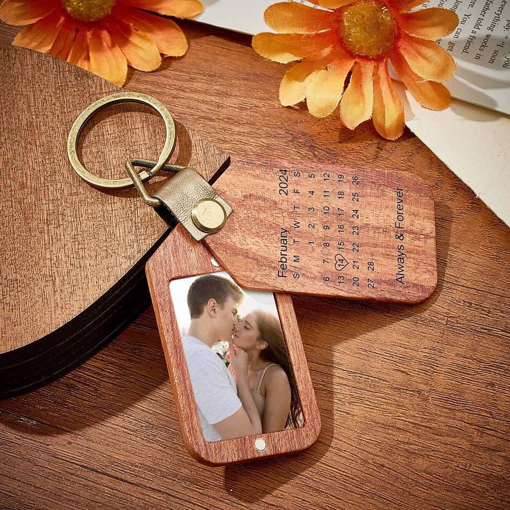 Personalized Calendar Photo Keychain Magnetic Engraved Keychain Valentine's Day Gifts for Him - mymoonlampuk