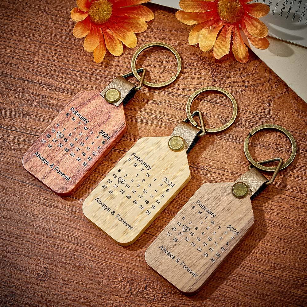 Personalized Calendar Photo Keychain Magnetic Engraved Keychain Valentine's Day Gifts for Him - mymoonlampuk