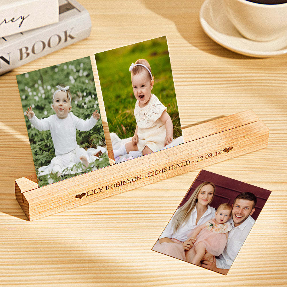 Custom Photo Engraved Ornaments Christening Heart Photo Block - mymoonlampuk
