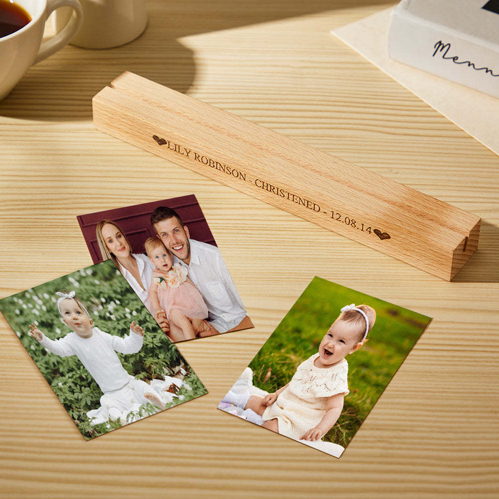Custom Photo Engraved Ornaments Christening Heart Photo Block - mymoonlampuk