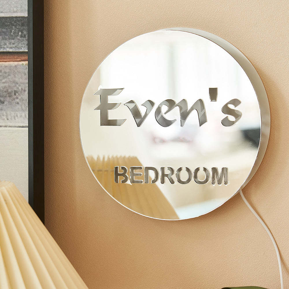 Custom Name Round Mirror Light Personalized LED Exquisite Home Gifts - mymoonlampuk