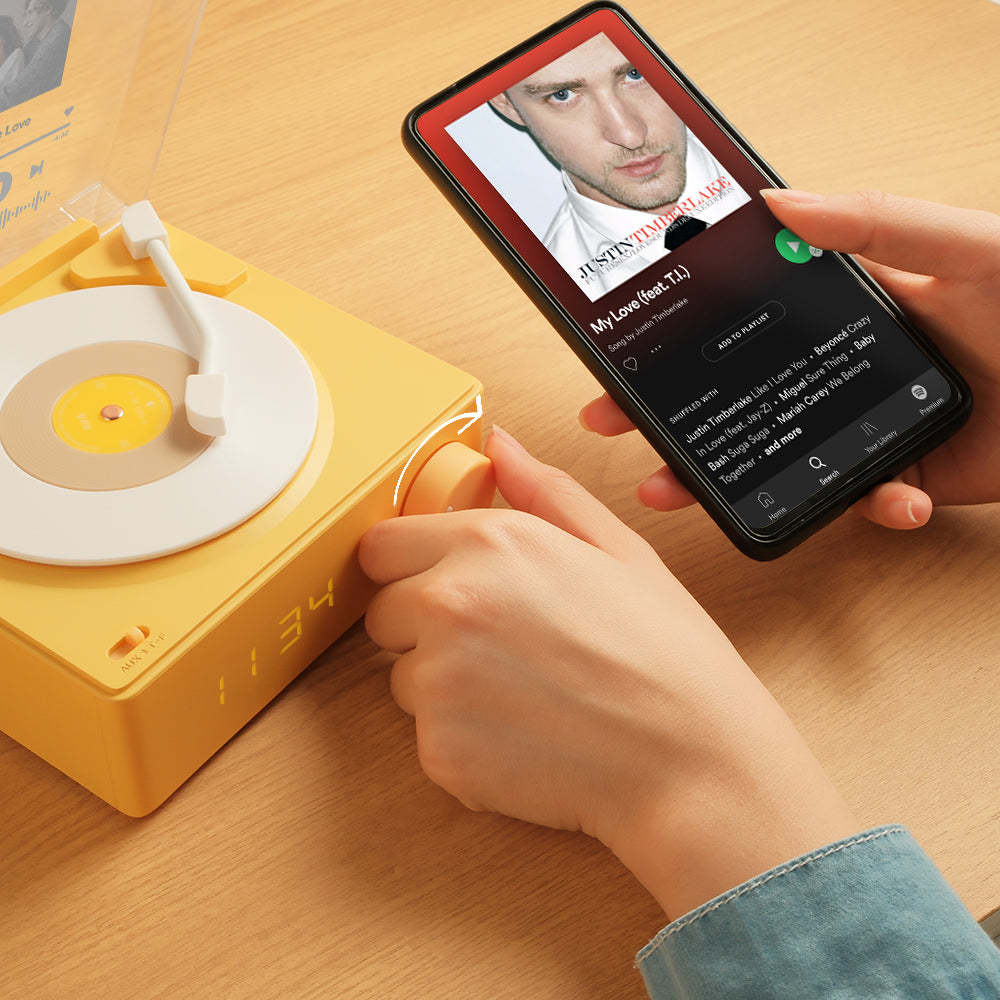 Personalized Photo Spotify Code Bluetooth Speaker Retro Alarm Clock For Music Lovers - mymoonlampuk