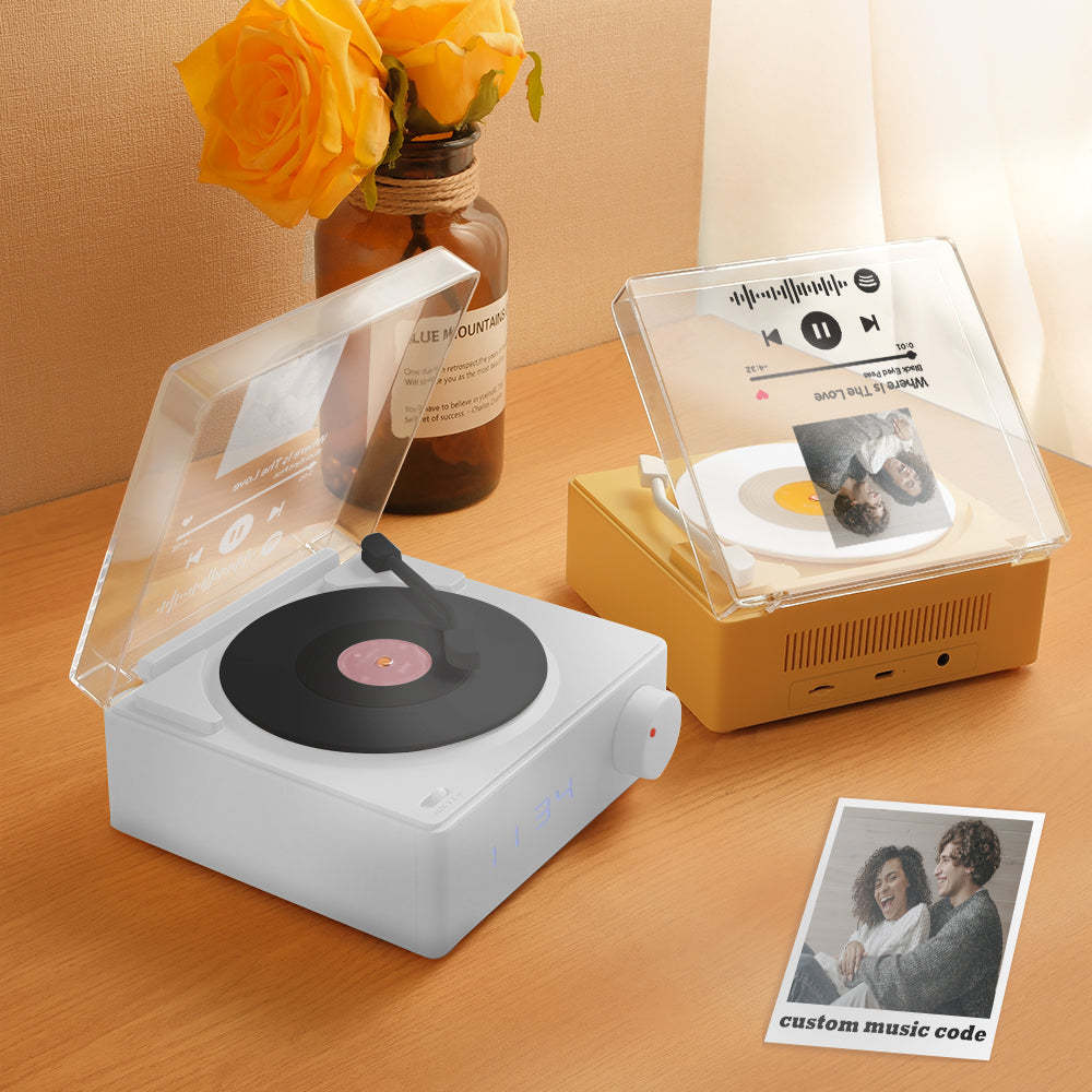 Personalized Photo Spotify Code Bluetooth Speaker Retro Alarm Clock For Music Lovers - mymoonlampuk