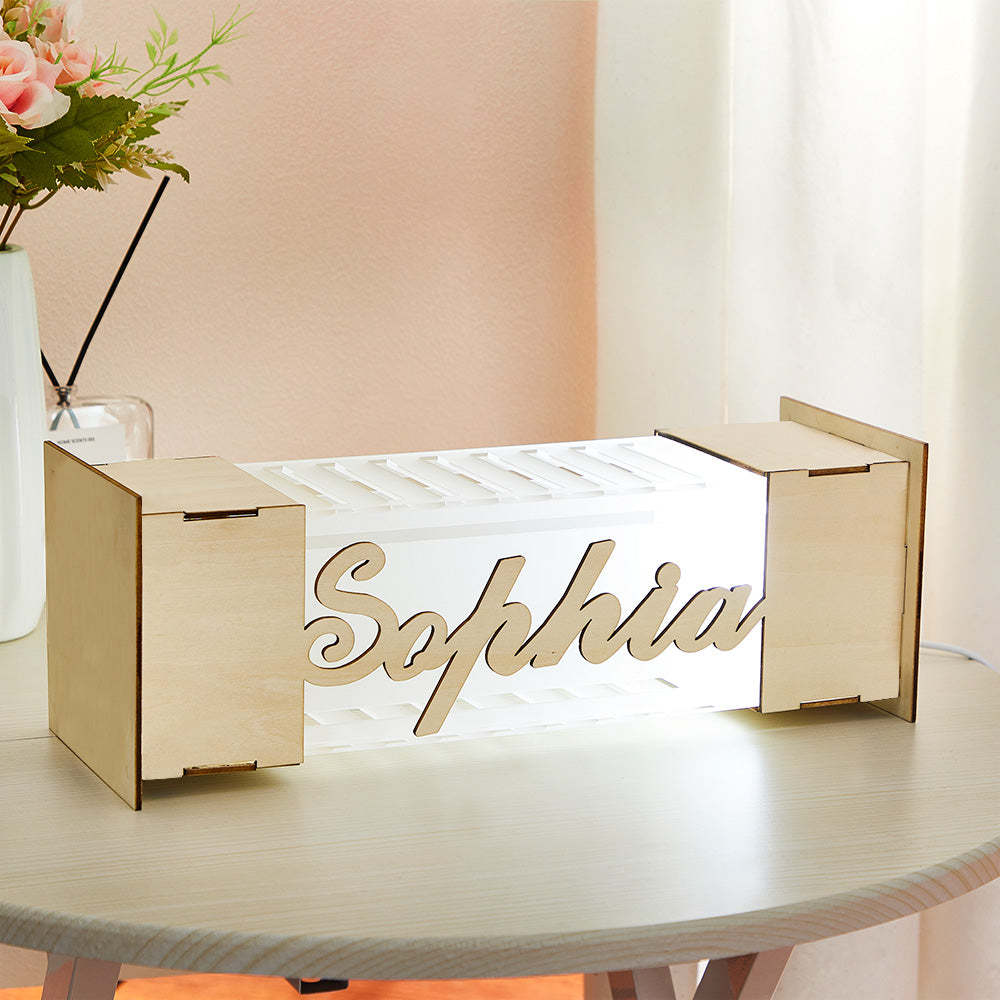 Personalized LED Lamp Custom Name Wooden Acrylic Night Light Birthday Gift - mymoonlampuk