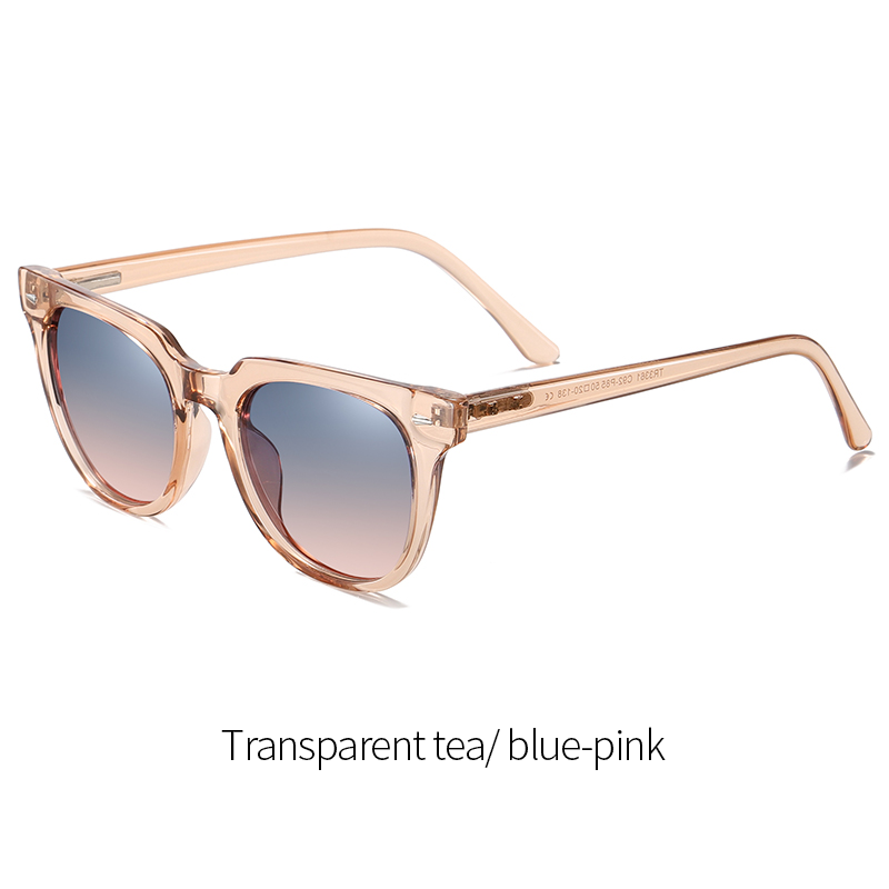 Duncan - Classic UV400 Protective Polarized Beach Sunglasses - Transparent Tea/Blue Pink - mymoonlampuk