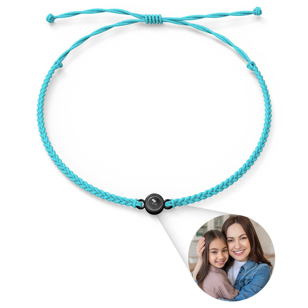 Personalized Photo Projection Bracelet Braided Black Rope Bracelet Gift For Mum