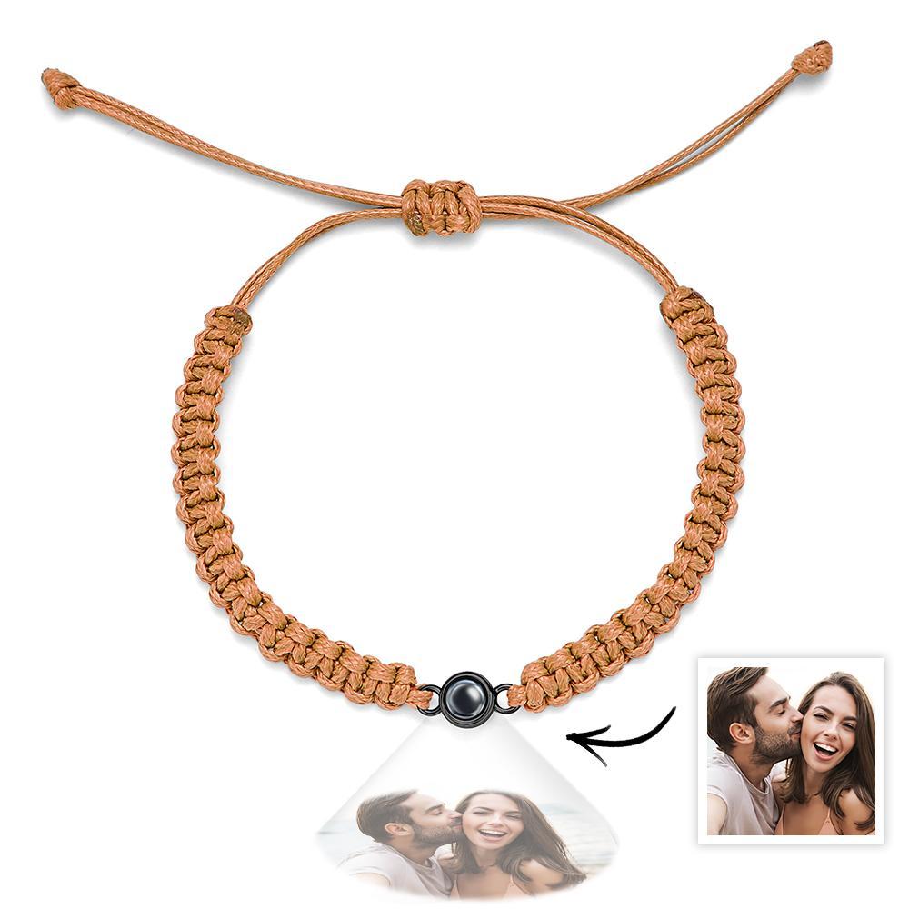 Personalized Braided Photo Projection Bracelet Fishtail Rope Men's Bracelet Hand Braided Bracelet Gift for Men - MyMoonLampUk