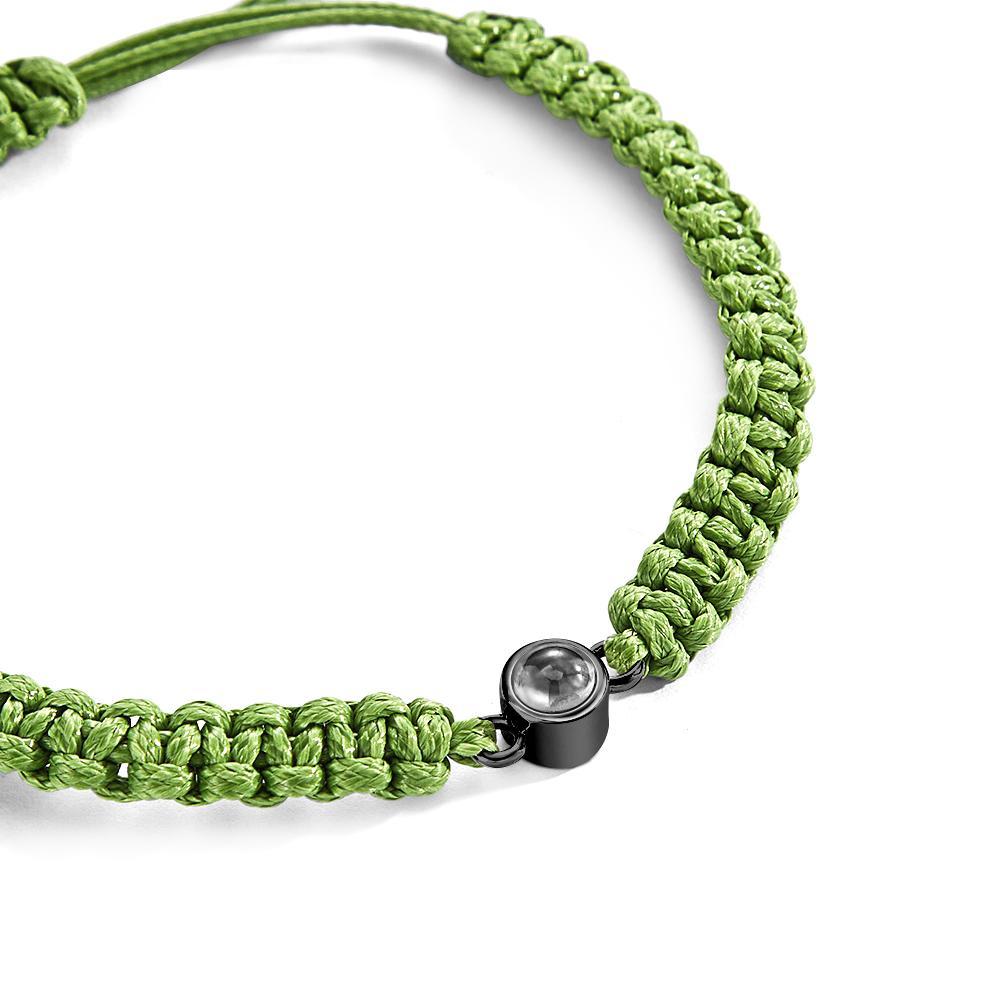 Personalized Braided Photo Projection Bracelet Fishtail Rope Men's Bracelet Hand Braided Bracelet Gift for Men - MyMoonLampUk