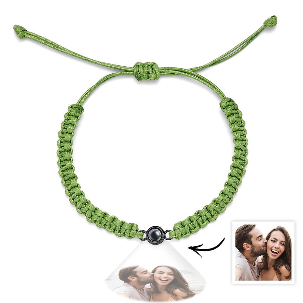 Personalized Braided Photo Projection Bracelet Fishtail Rope Men's Bracelet Hand Braided Bracelet Gift for Men - MyMoonLampUk