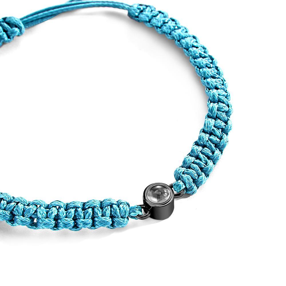 Personalized Braided Photo Projection Bracelet Fishtail Rope Men's Bracelet Hand Braided Bracelet Gift for Men - MyMoonLampUk