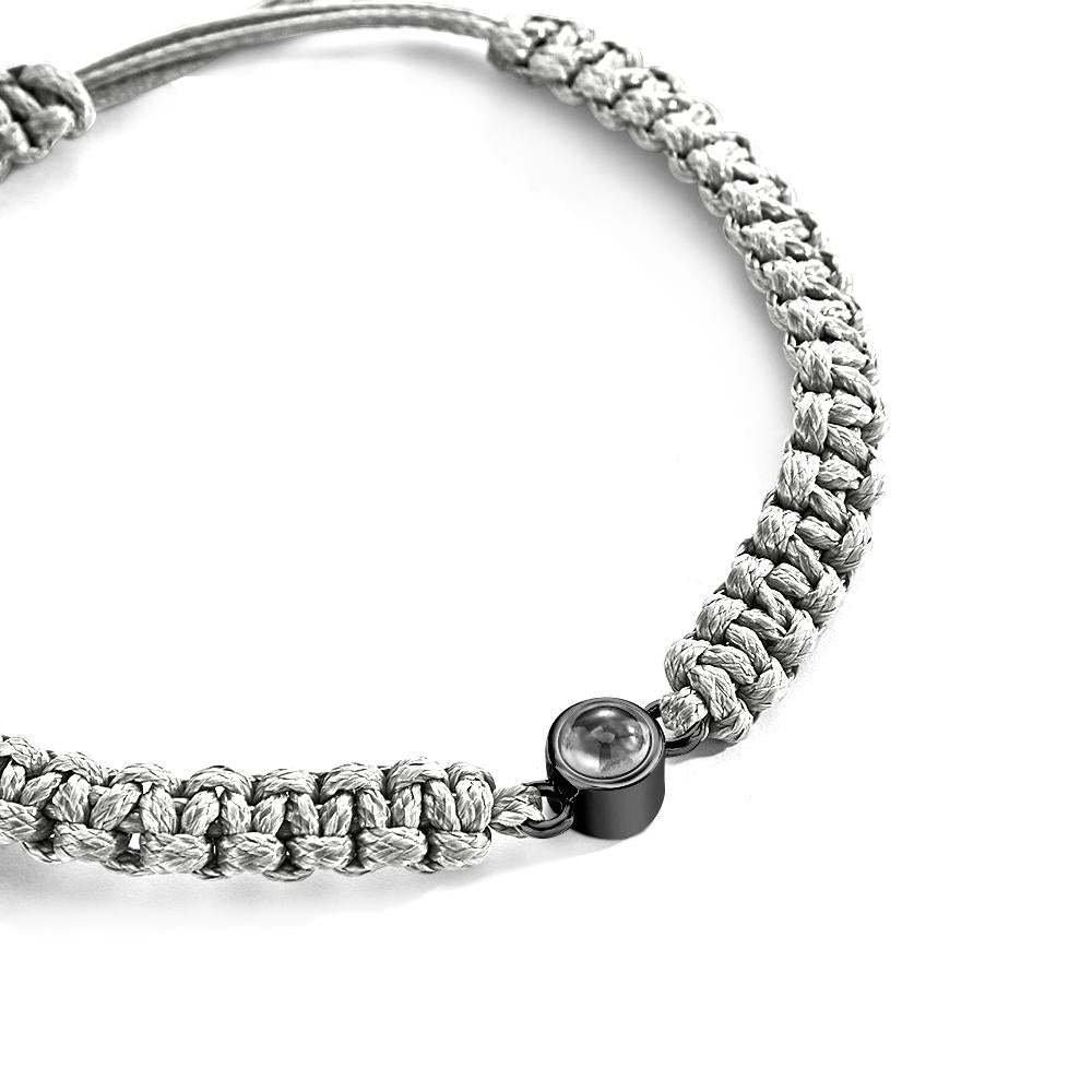 Personalized Braided Photo Projection Bracelet Fishtail Rope Men's Bracelet Hand Braided Bracelet Gift for Men - MyMoonLampUk