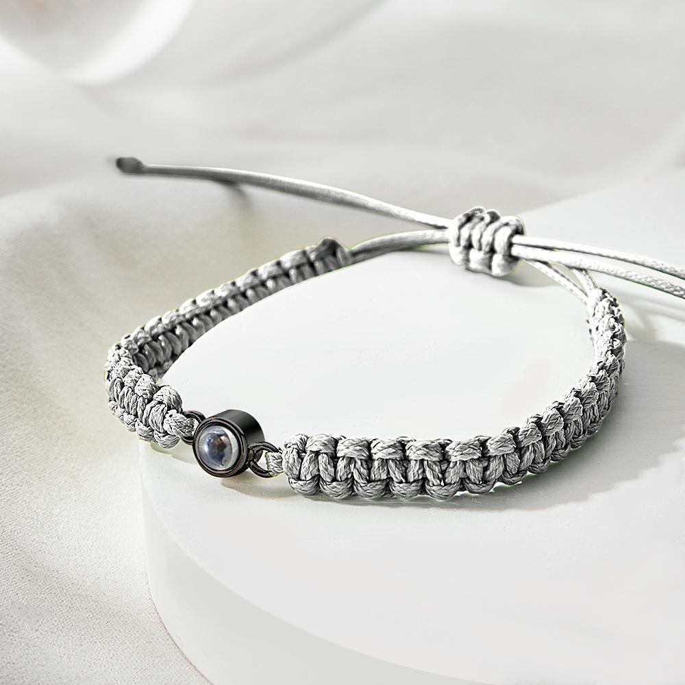 Personalized Braided Photo Projection Bracelet Fishtail Rope Men's Bracelet Hand Braided Bracelet Gift for Men - MyMoonLampUk