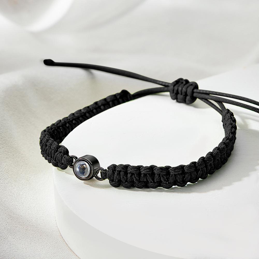 Personalized Braided Photo Projection Bracelet Fishtail Rope Men's Bracelet Hand Braided Bracelet Gift for Men - MyMoonLampUk