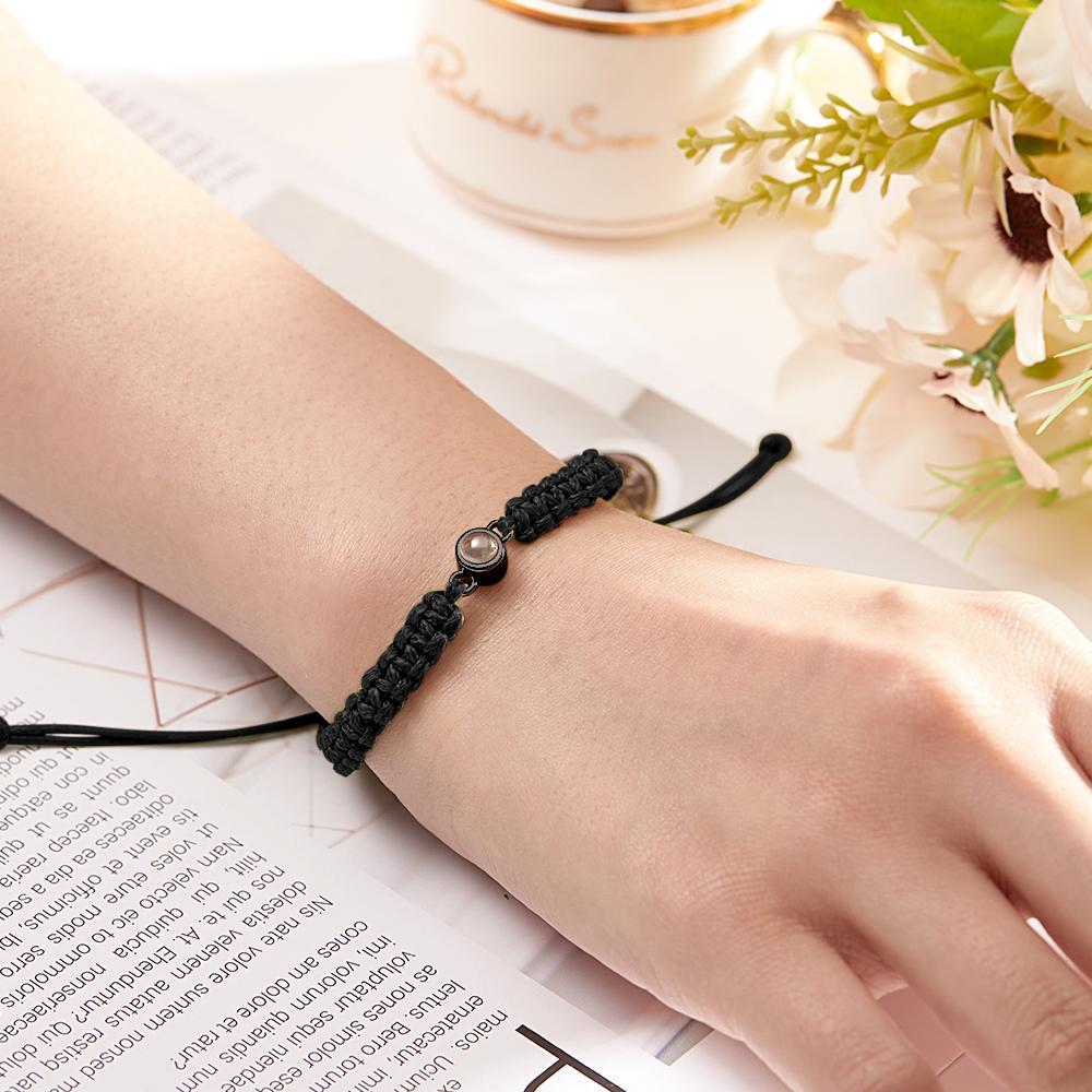 Personalized Braided Photo Projection Bracelet Fishtail Rope Men's Bracelet Hand Braided Bracelet Gift for Men - MyMoonLampUk