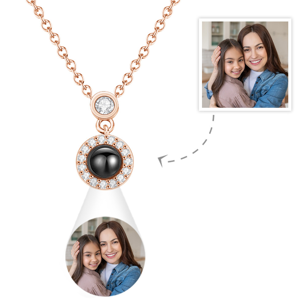 Custom Photo Projection Necklace Petite Halo Photo Necklace Gift for Women Mother's Day Gift