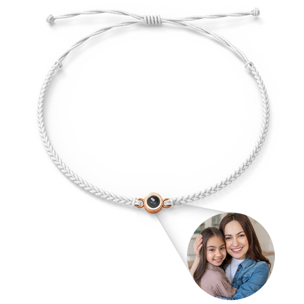 Personalized Photo Projection Bracelet Braided Black Rope Bracelet Gift For Mum