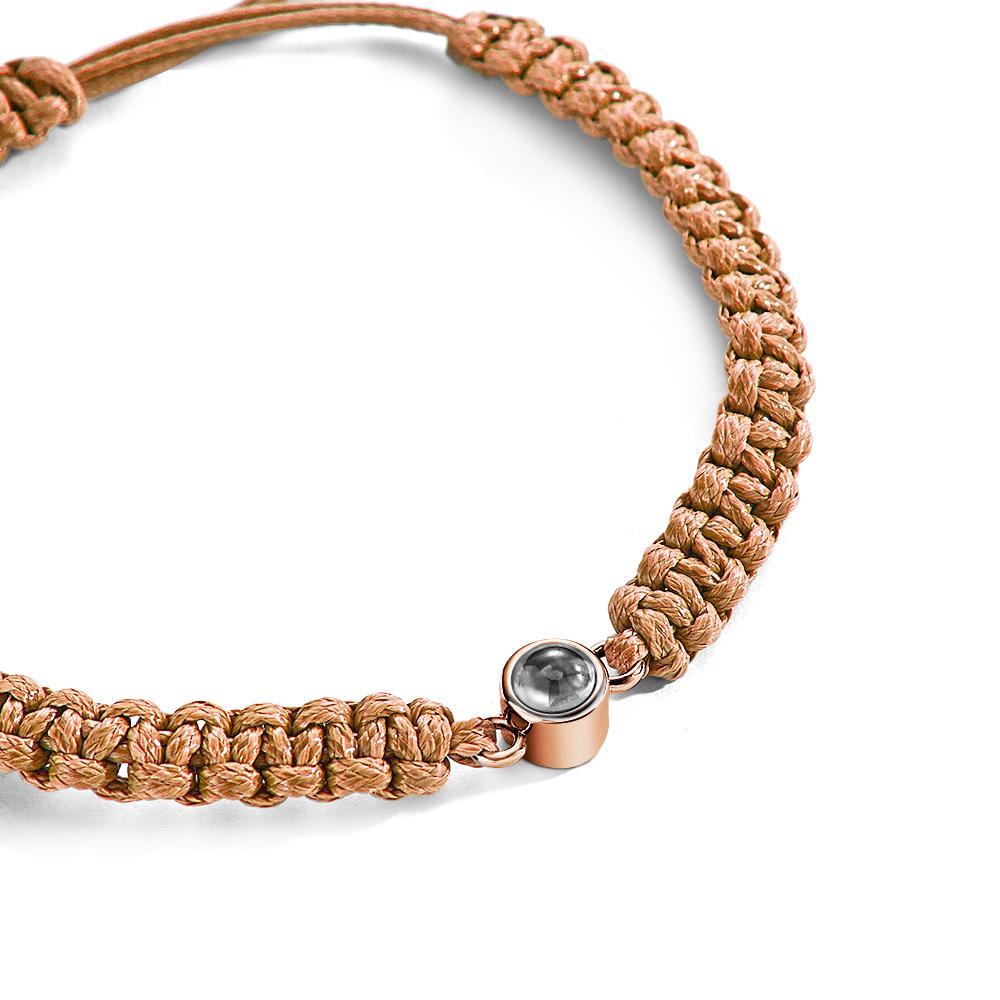 Personalized Braided Photo Projection Bracelet Fishtail Rope Men's Bracelet Hand Braided Bracelet Gift for Men - MyMoonLampUk