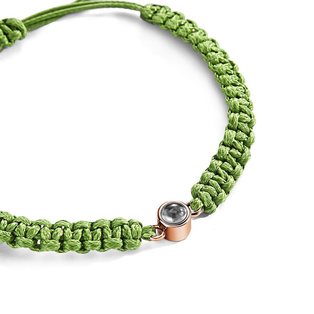 Personalized Braided Photo Projection Bracelet Fishtail Rope Men's Bracelet Hand Braided Bracelet Gift for Men - MyMoonLampUk