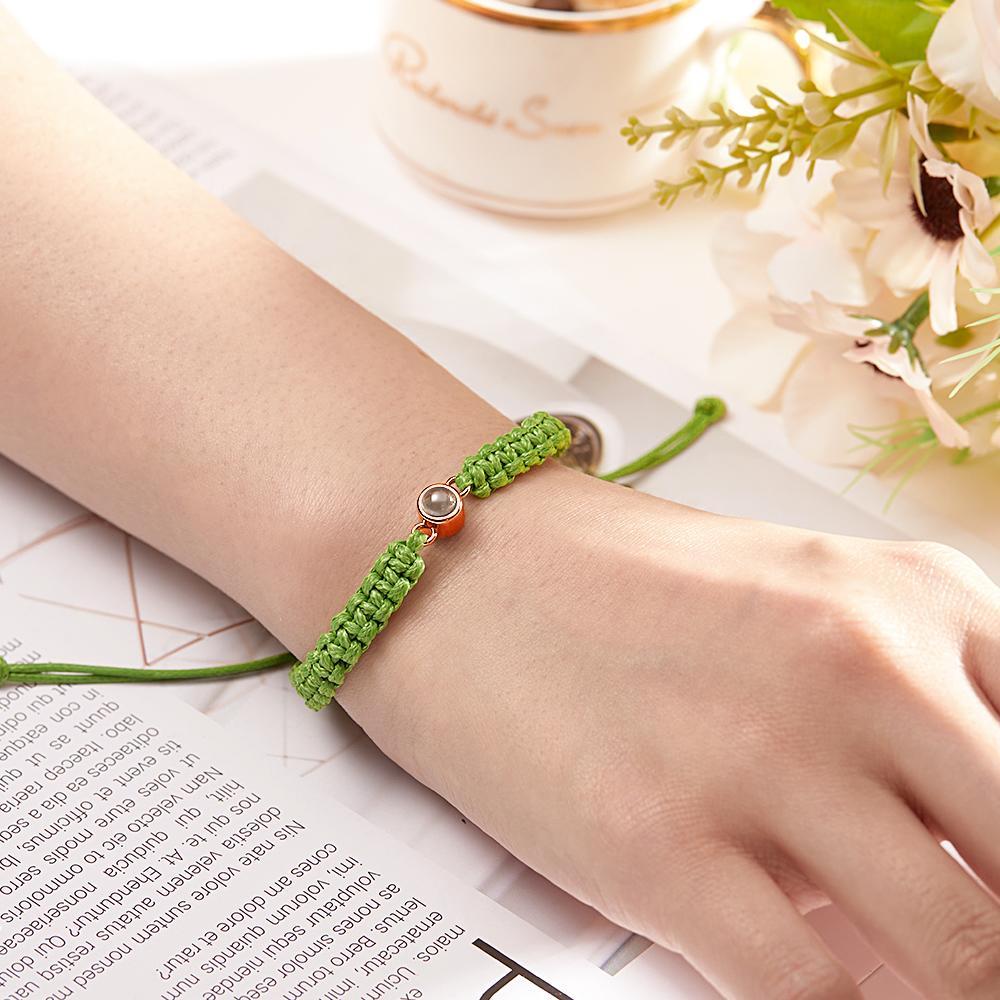 Personalized Braided Photo Projection Bracelet Fishtail Rope Men's Bracelet Hand Braided Bracelet Gift for Men - MyMoonLampUk