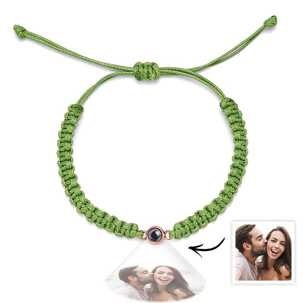 Personalized Braided Photo Projection Bracelet Fishtail Rope Men's Bracelet Hand Braided Bracelet Gift for Men - MyMoonLampUk