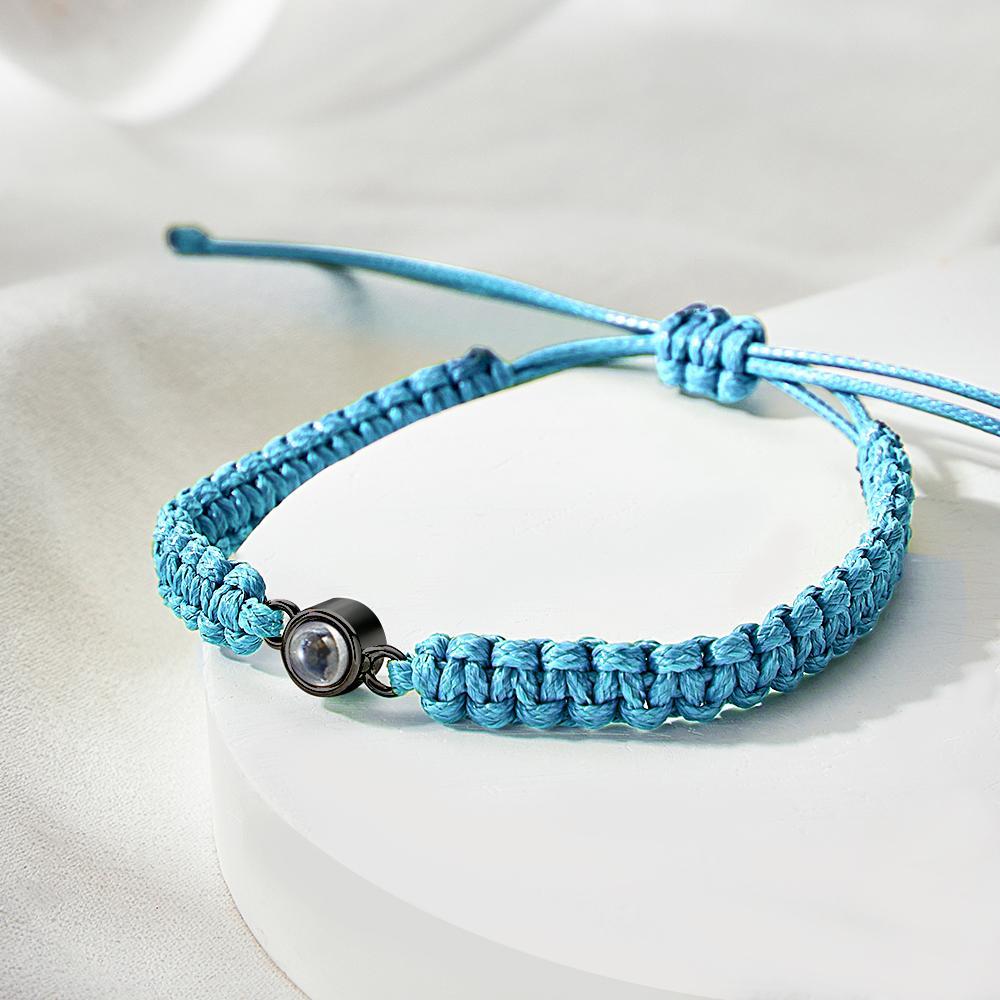 Personalized Braided Photo Projection Bracelet Fishtail Rope Men's Bracelet Hand Braided Bracelet Gift for Men - MyMoonLampUk