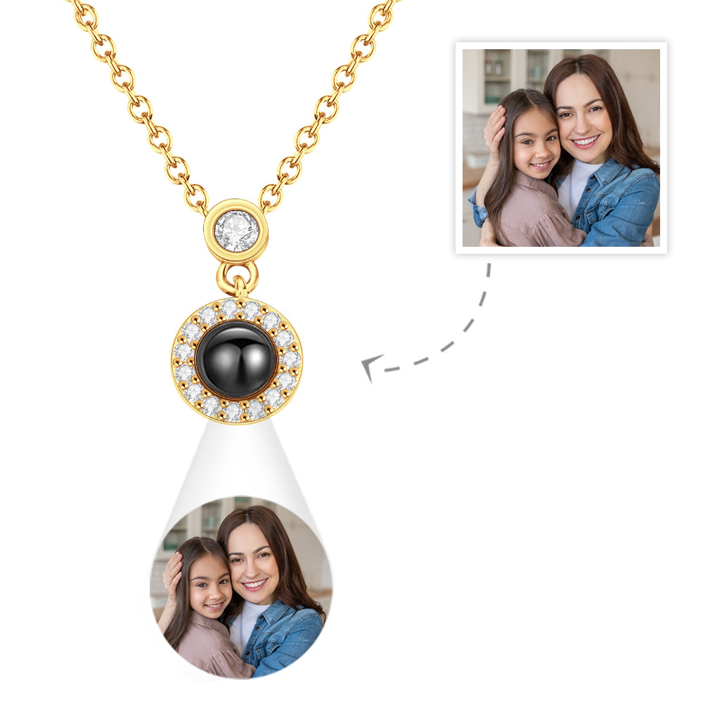 Custom Photo Projection Necklace Petite Halo Photo Necklace Gift for Women Mother's Day Gift