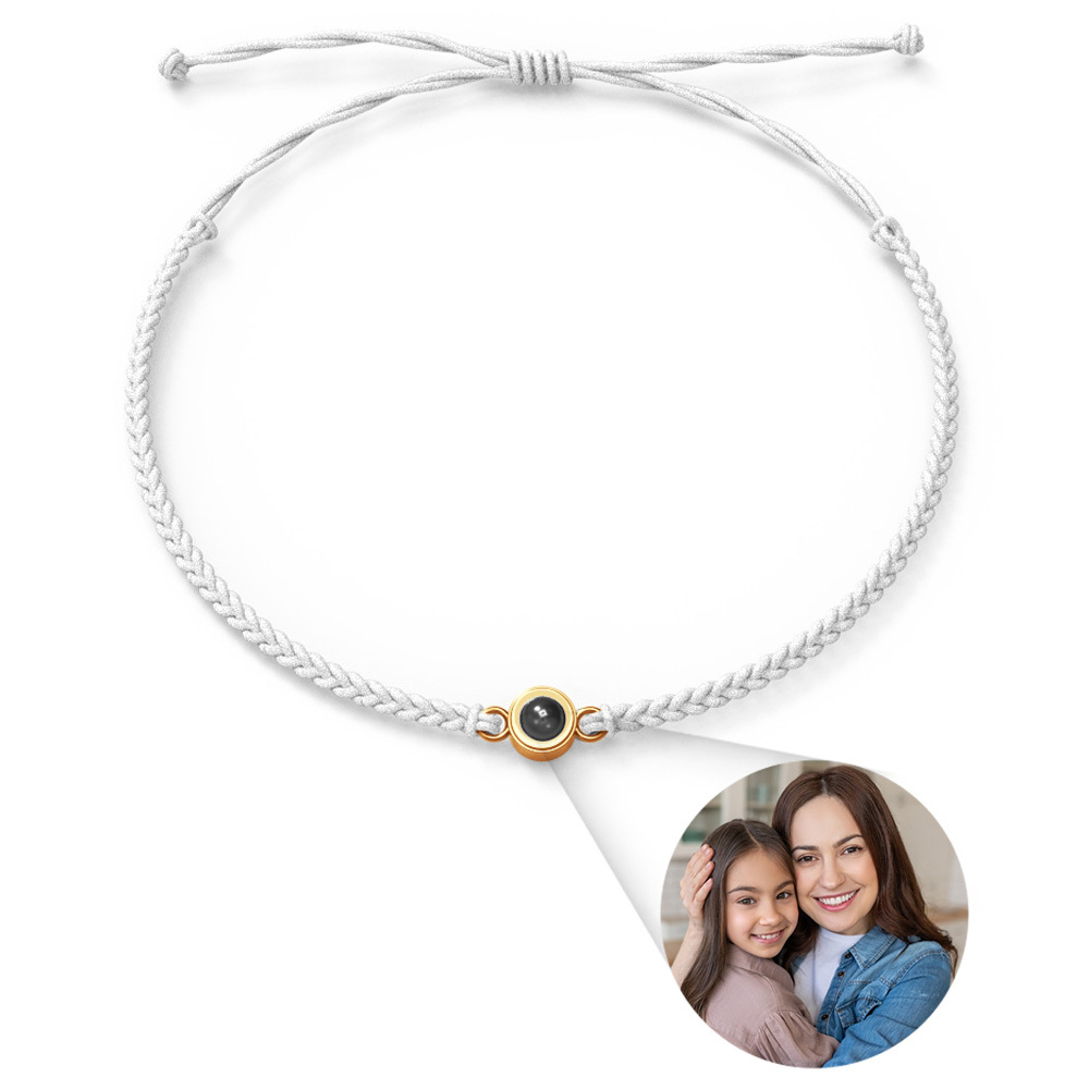 Personalized Photo Projection Bracelet Braided Black Rope Bracelet Gift For Mum
