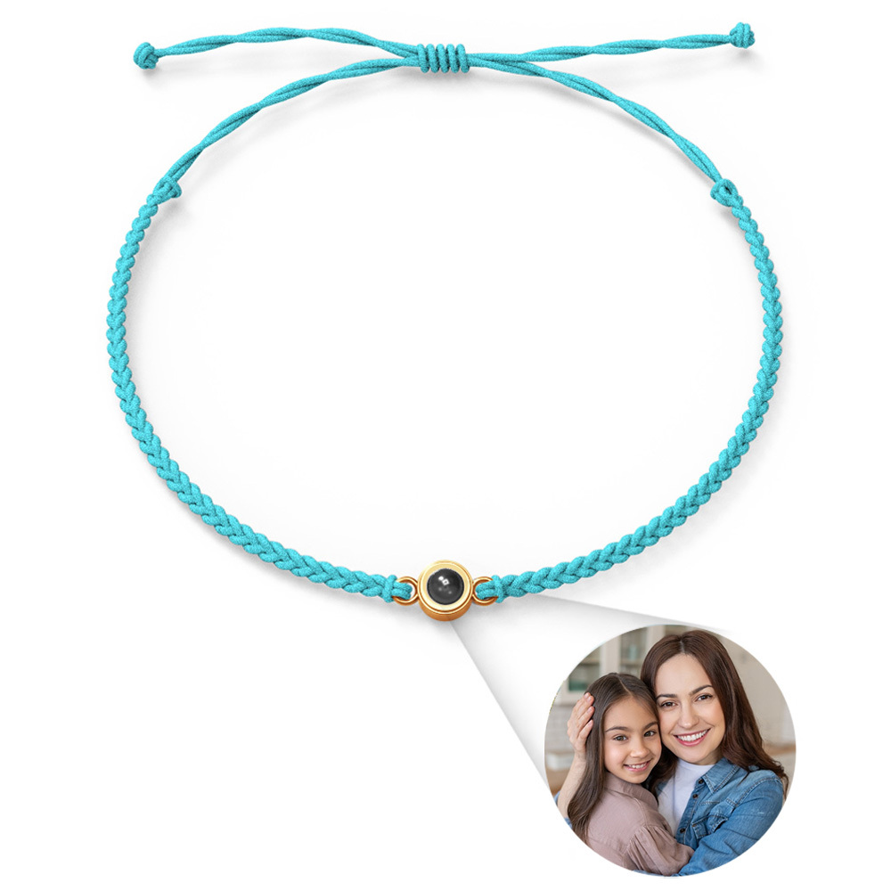 Personalized Photo Projection Bracelet Braided Black Rope Bracelet Gift For Mum