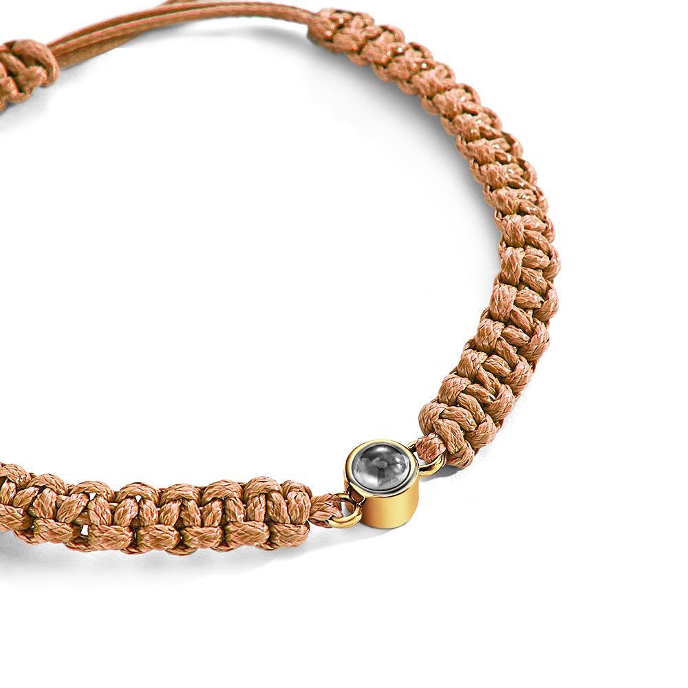 Personalized Braided Photo Projection Bracelet Fishtail Rope Men's Bracelet Hand Braided Bracelet Gift for Men - MyMoonLampUk