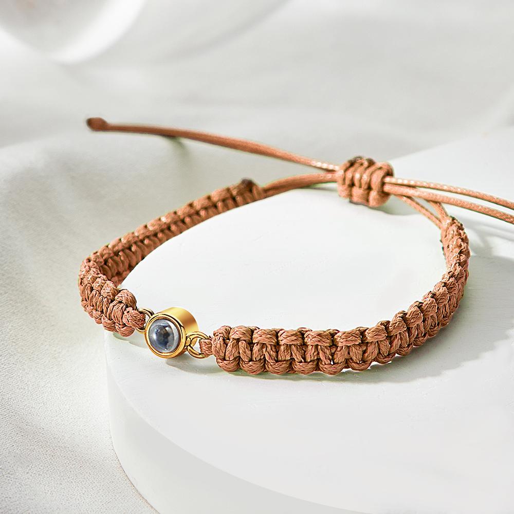 Personalized Braided Photo Projection Bracelet Fishtail Rope Men's Bracelet Hand Braided Bracelet Gift for Men - MyMoonLampUk