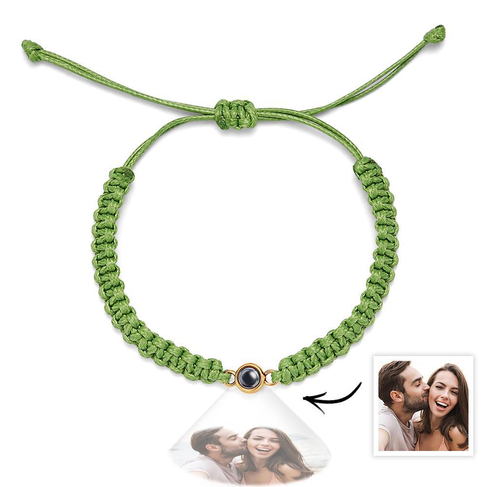 Personalized Braided Photo Projection Bracelet Fishtail Rope Men's Bracelet Hand Braided Bracelet Gift for Men - MyMoonLampUk