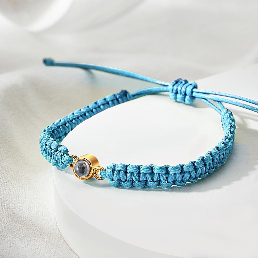 Personalized Braided Photo Projection Bracelet Fishtail Rope Men's Bracelet Hand Braided Bracelet Gift for Men - MyMoonLampUk
