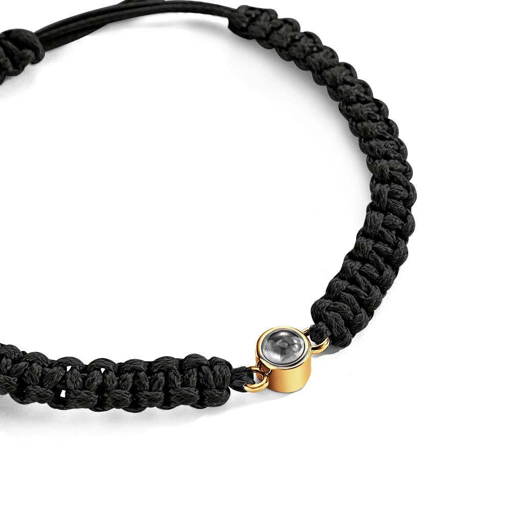 Personalized Braided Photo Projection Bracelet Fishtail Rope Men's Bracelet Hand Braided Bracelet Gift for Men - MyMoonLampUk