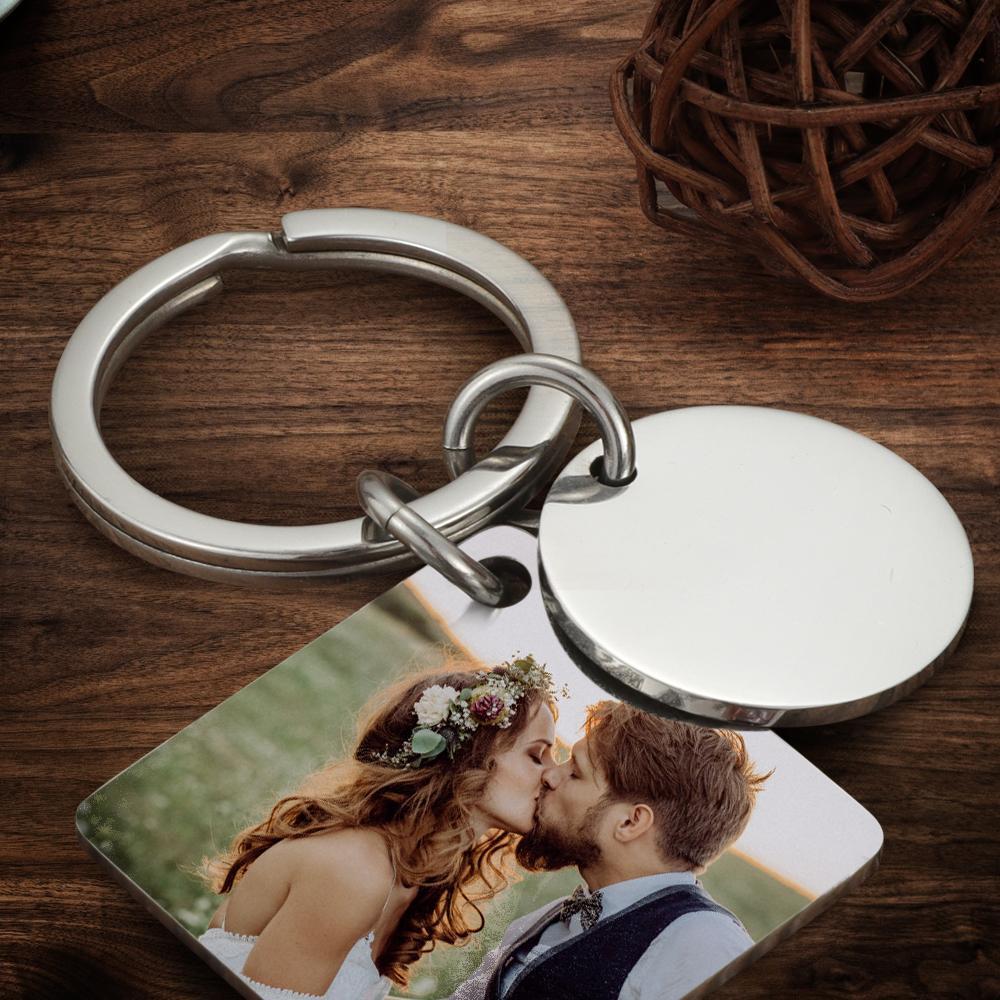 Custom Photo Engraved Calendar Keychain Anniversary Keyring Gifts for Him