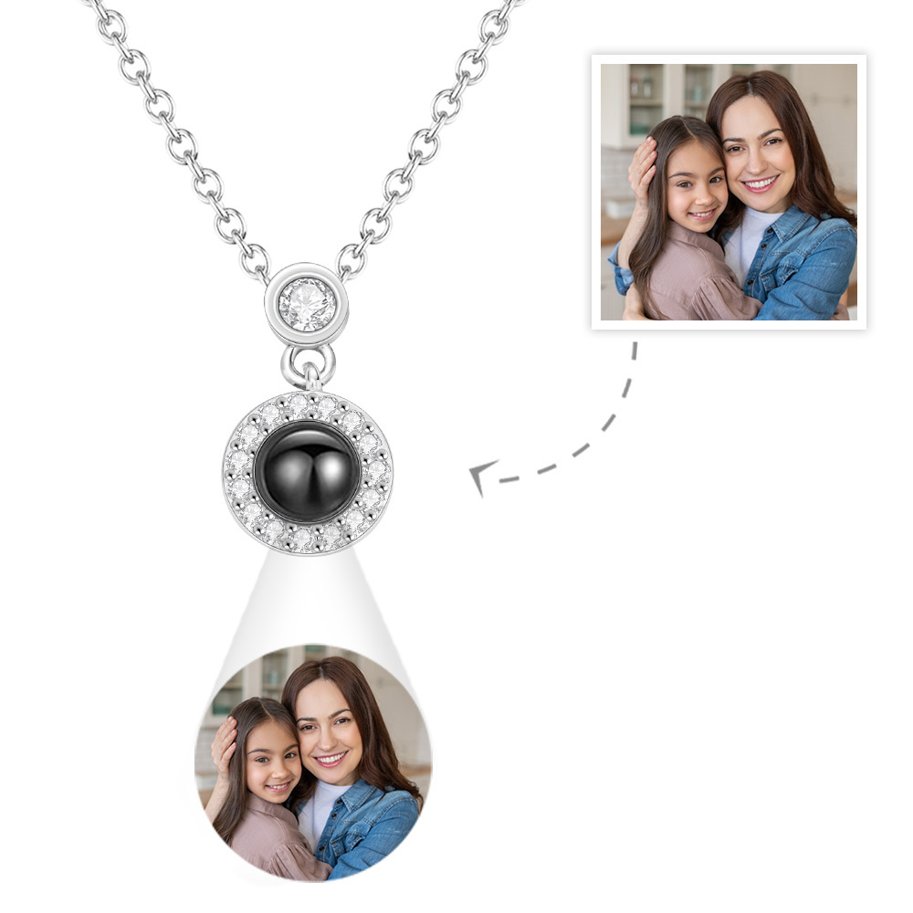Custom Photo Projection Necklace Petite Halo Photo Necklace Gift for Women Mother's Day Gift