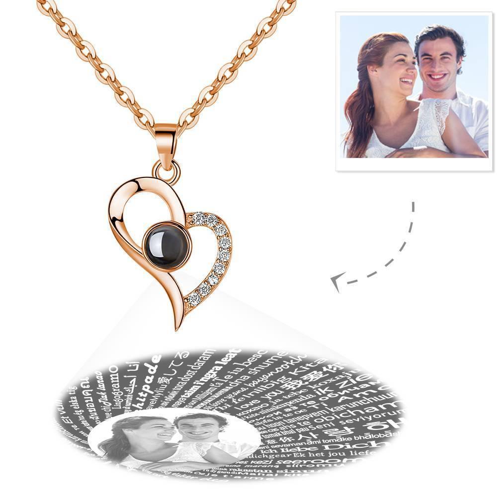 I Love You Necklace in 100 Languages Projection Photo Necklace Love Your Heart Silver - MyMoonLampUk