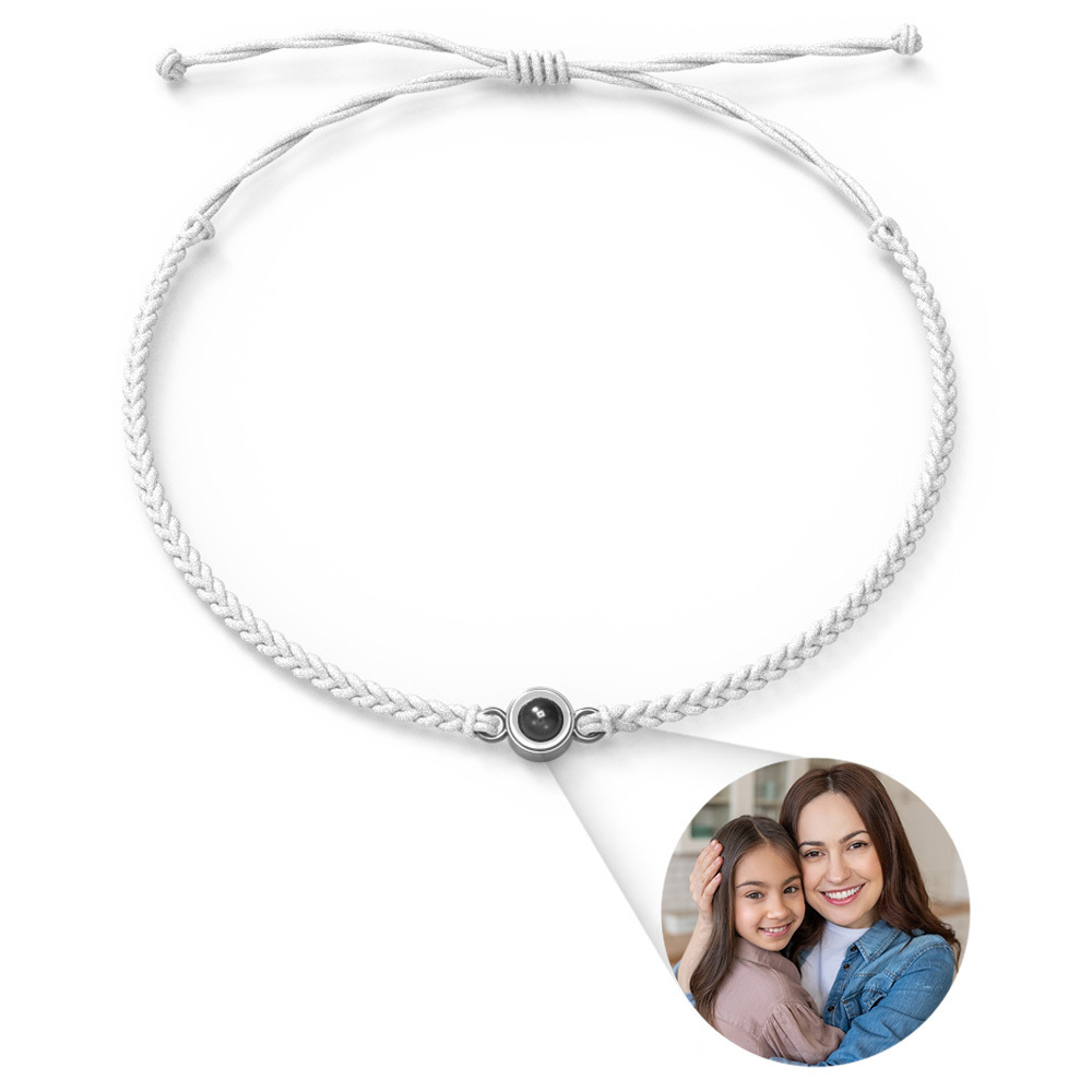 Personalized Photo Projection Bracelet Braided Black Rope Bracelet Gift For Mum