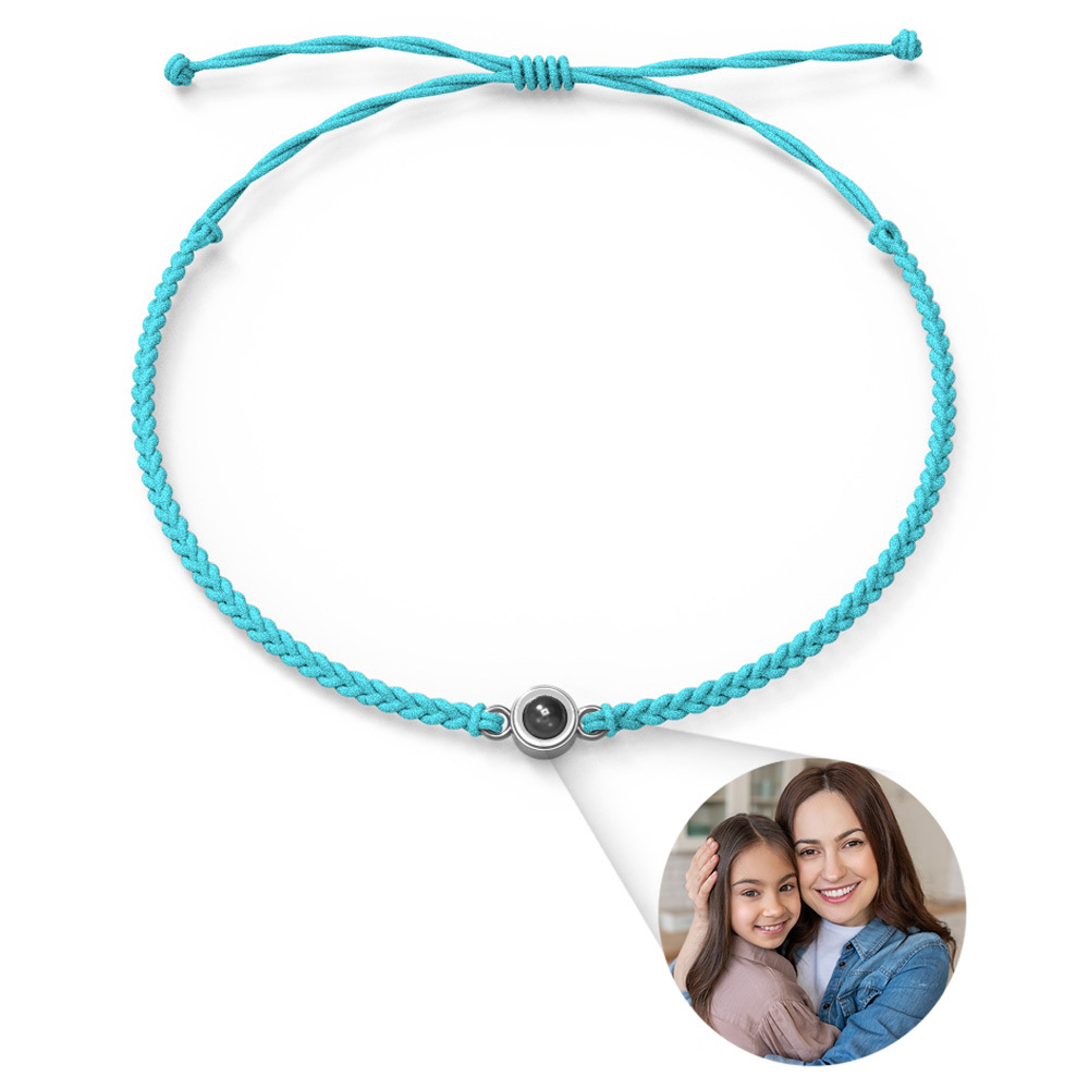 Personalized Photo Projection Bracelet Braided Black Rope Bracelet Gift For Mum