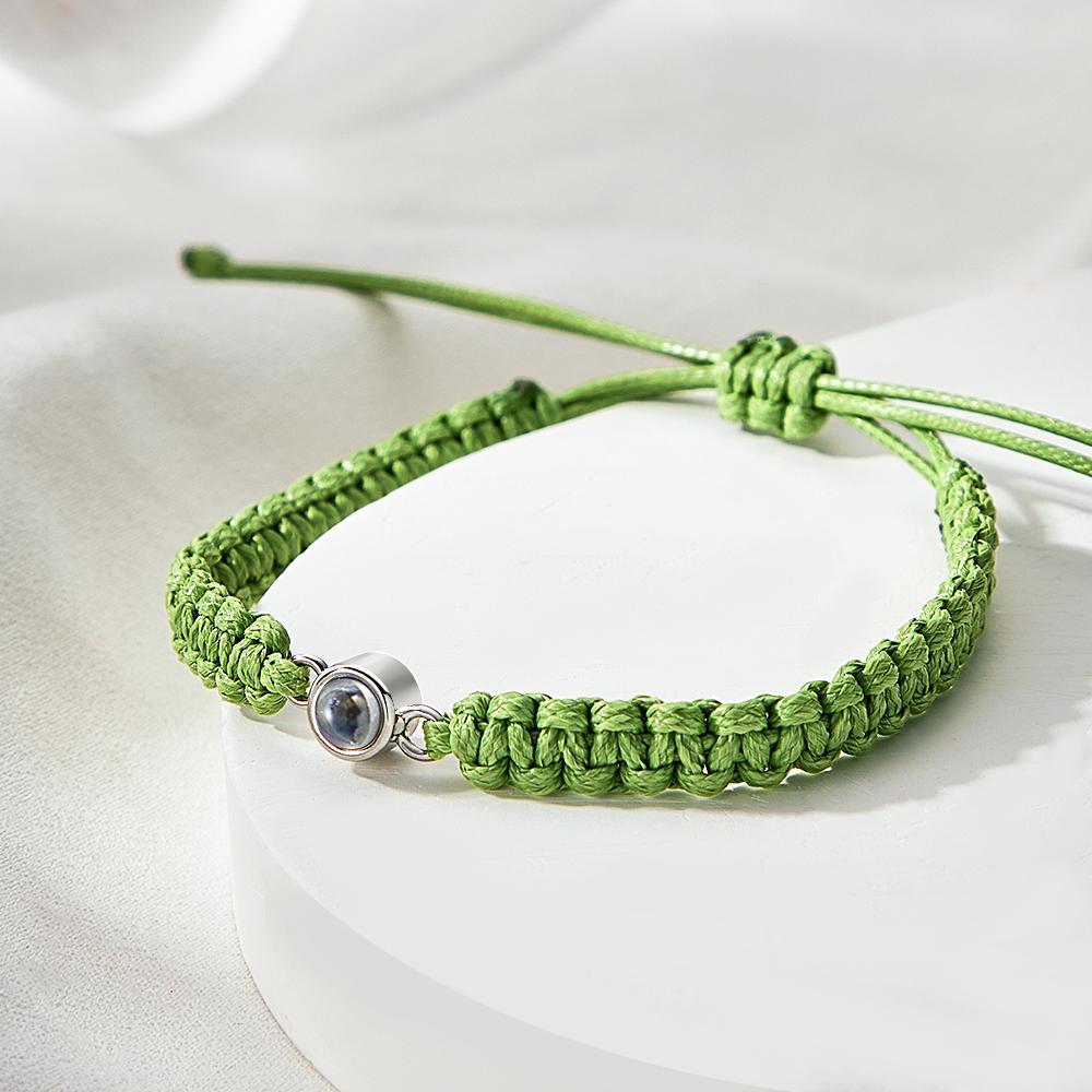Personalized Braided Photo Projection Bracelet Fishtail Rope Men's Bracelet Hand Braided Bracelet Gift for Men - MyMoonLampUk